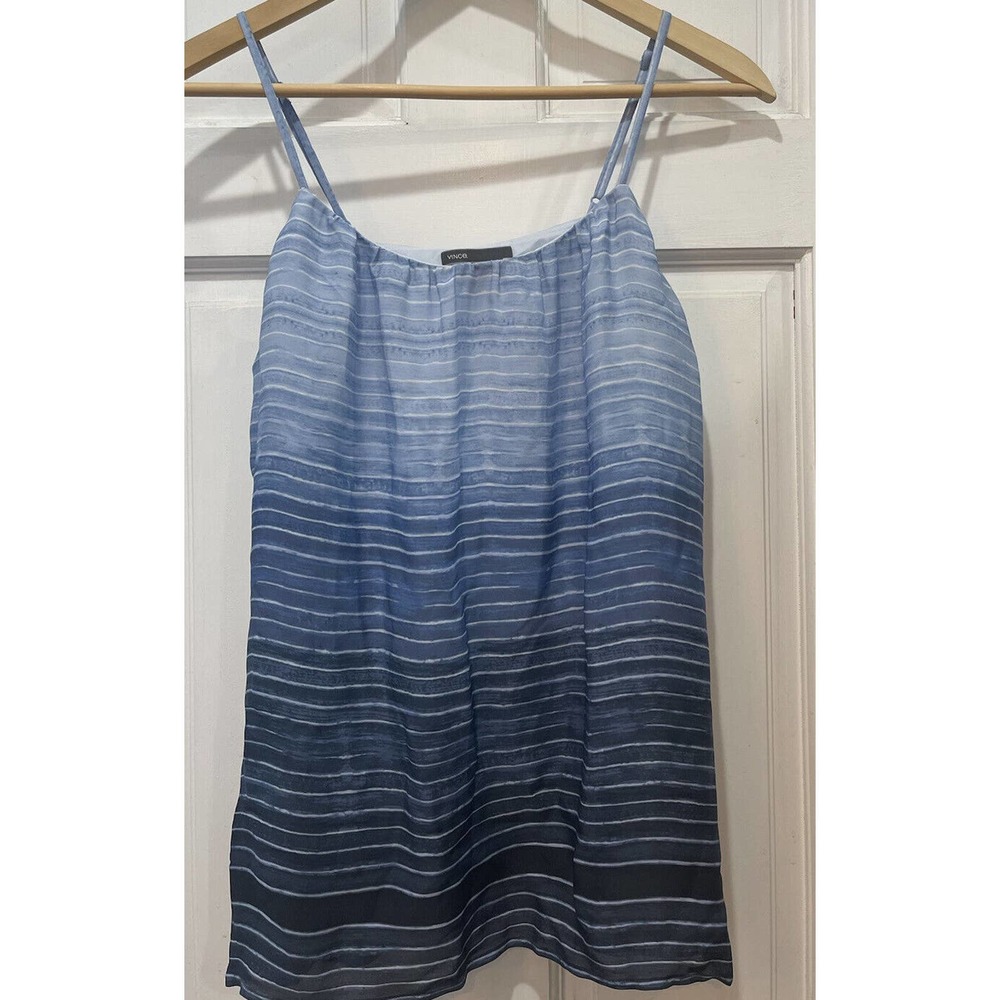 Vince Blue Ombré Striped Adjustable Spaghetti Straps Tank Top Women’s Size Small
